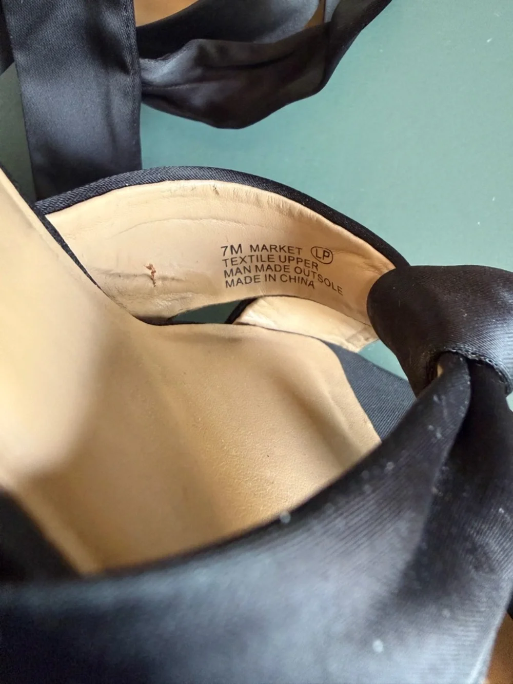 AEROSOLES Black Satin Heelrest Ankle Tie Heels - Picture 13 of 13